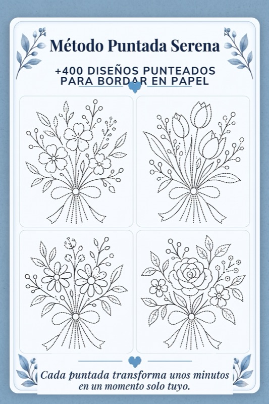 Página de amostra: buquês de flores pontilhados para bordar