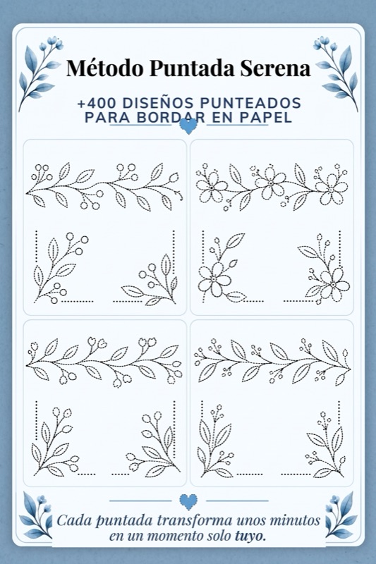 Página de amostra: bordas e cantos pontilhados para bordar