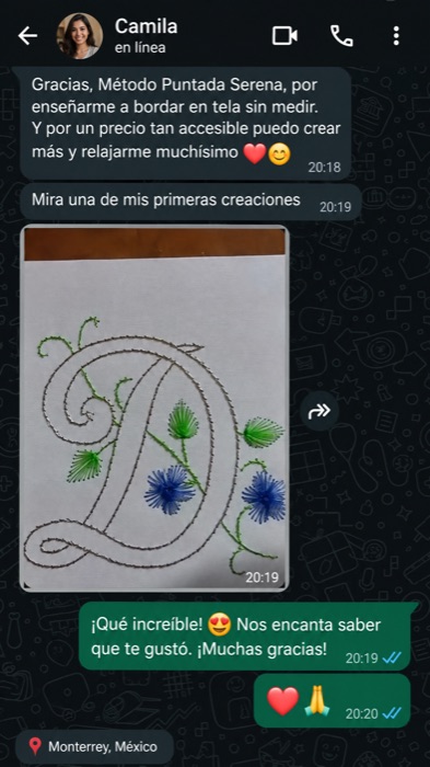 Conversa de WhatsApp mostrando marcadores de página bordados
